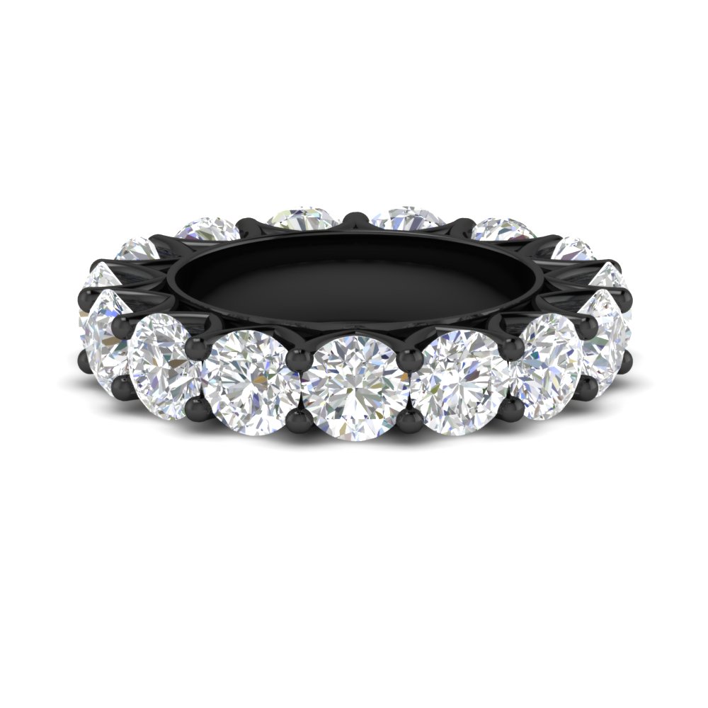 10 Carat Round Eternity Black Band Ring with 14K Black Gold White Diamond