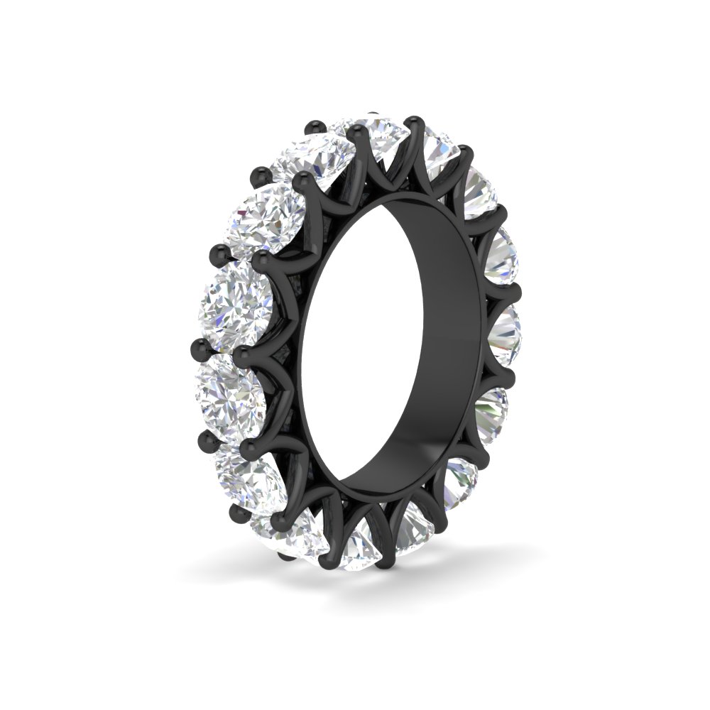 10 Carat Round Eternity Black Band Ring with 14K Black Gold White Diamond