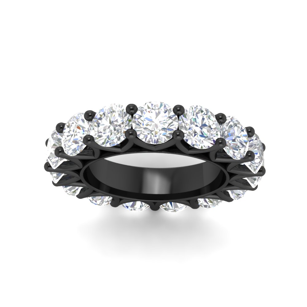 10 Carat Round Eternity Black Band Ring with 14K Black Gold White Diamond