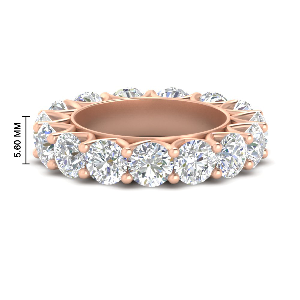10 Carat Round Eternity Band Ring with 14K Rose Gold White Diamond