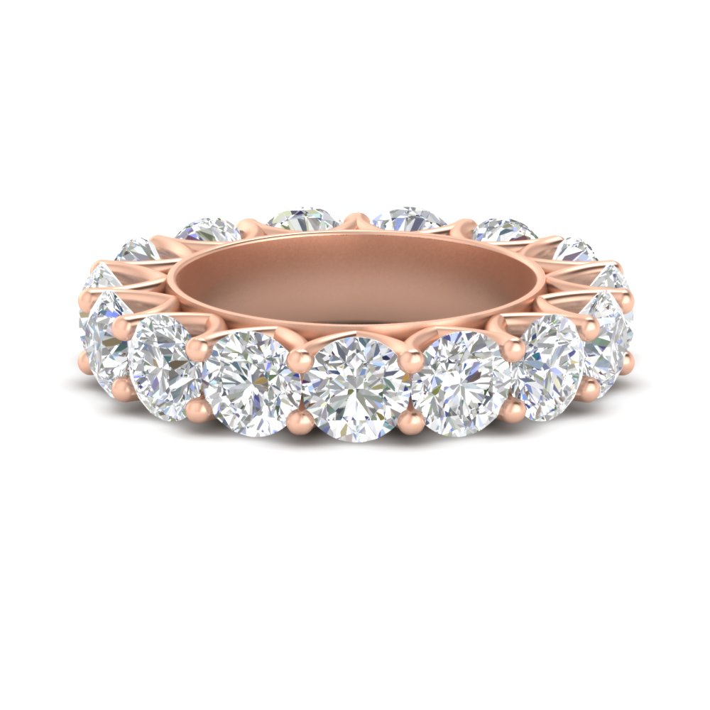 10 Carat Round Eternity Band Ring with 14K Rose Gold White Diamond