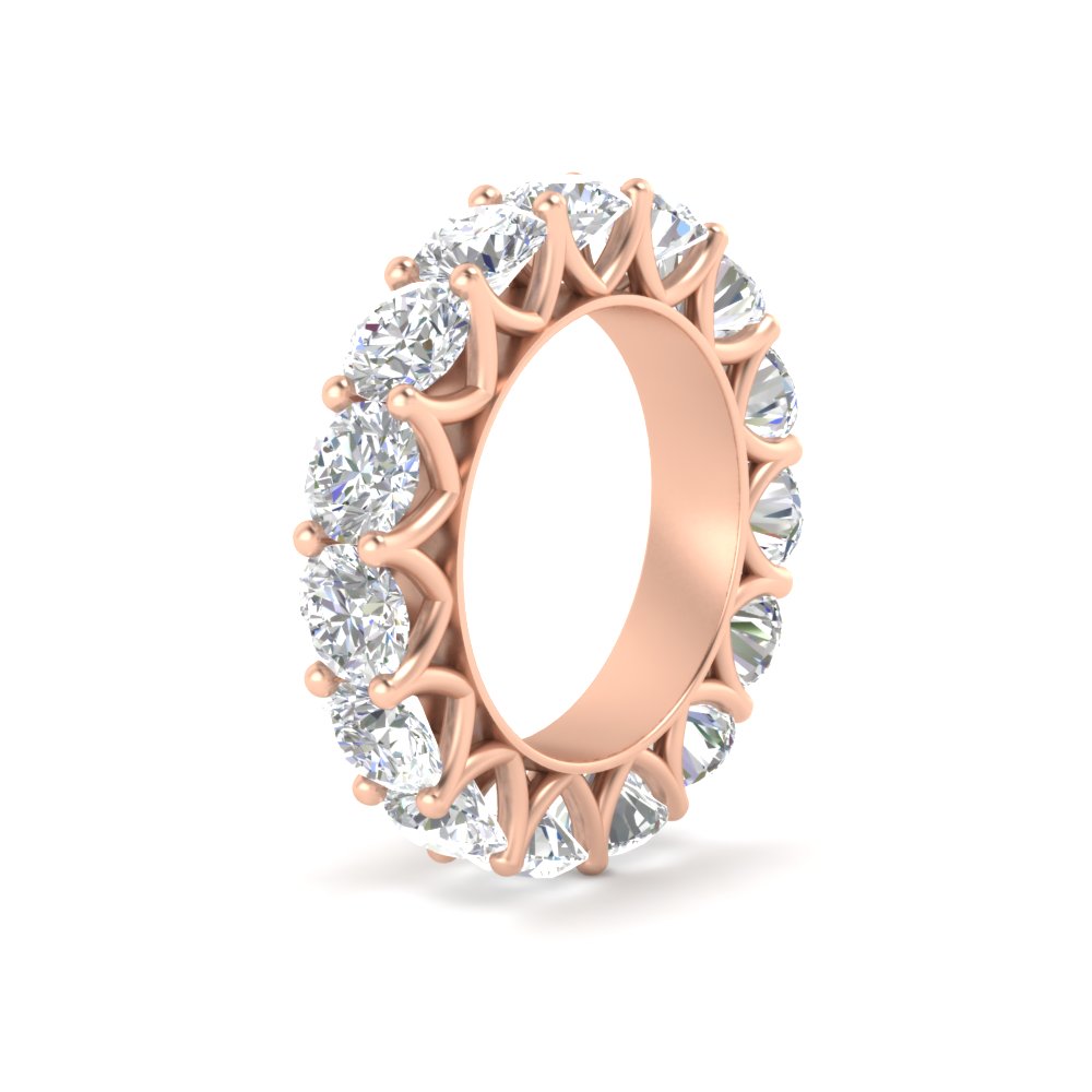 10 Carat Round Eternity Band Ring with 14K Rose Gold White Diamond