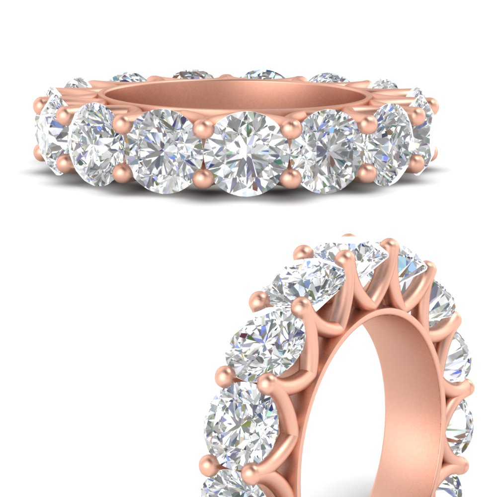 10 Carat Round Eternity Band Ring with 14K Rose Gold White Diamond