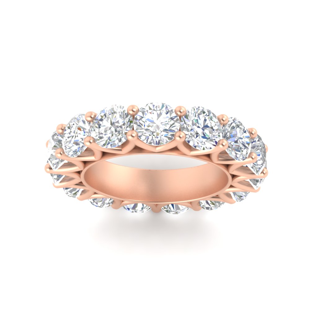 10 Carat Round Eternity Band Ring with 14K Rose Gold White Diamond