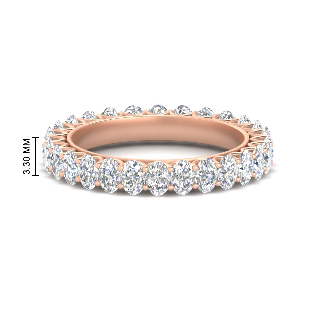 2 Carat Oval Diamond Eternity Wedding Band with 14K Rose Gold White Diamond