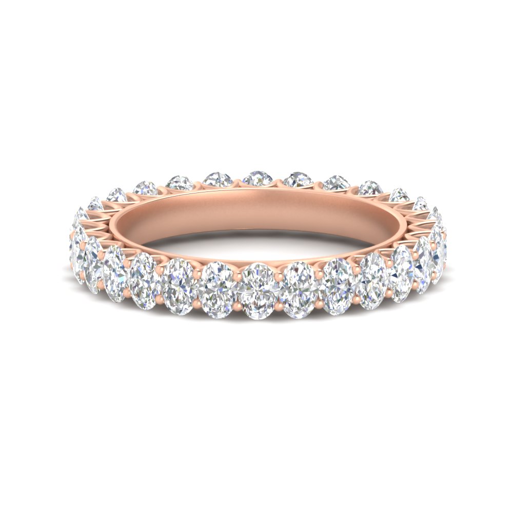 2 Carat Oval Diamond Eternity Wedding Band with 14K Rose Gold White Diamond