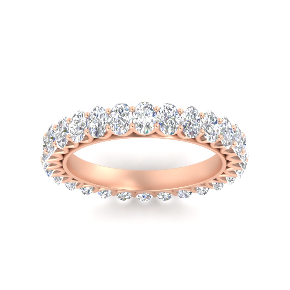 2 Carat Oval Diamond Eternity Wedding Band with 14K Rose Gold White Diamond