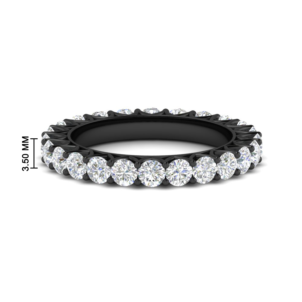 2 Carat Wedding Band Anniversary Round Black Ring with 14K Black Gold White Diamond