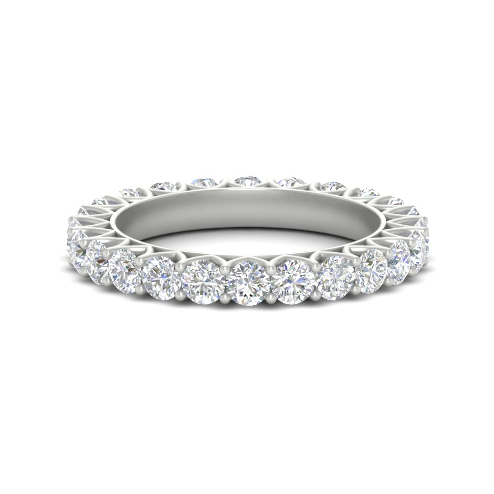 2 Carat Wedding Band Anniversary Round Ring with 14K White Gold White Diamond