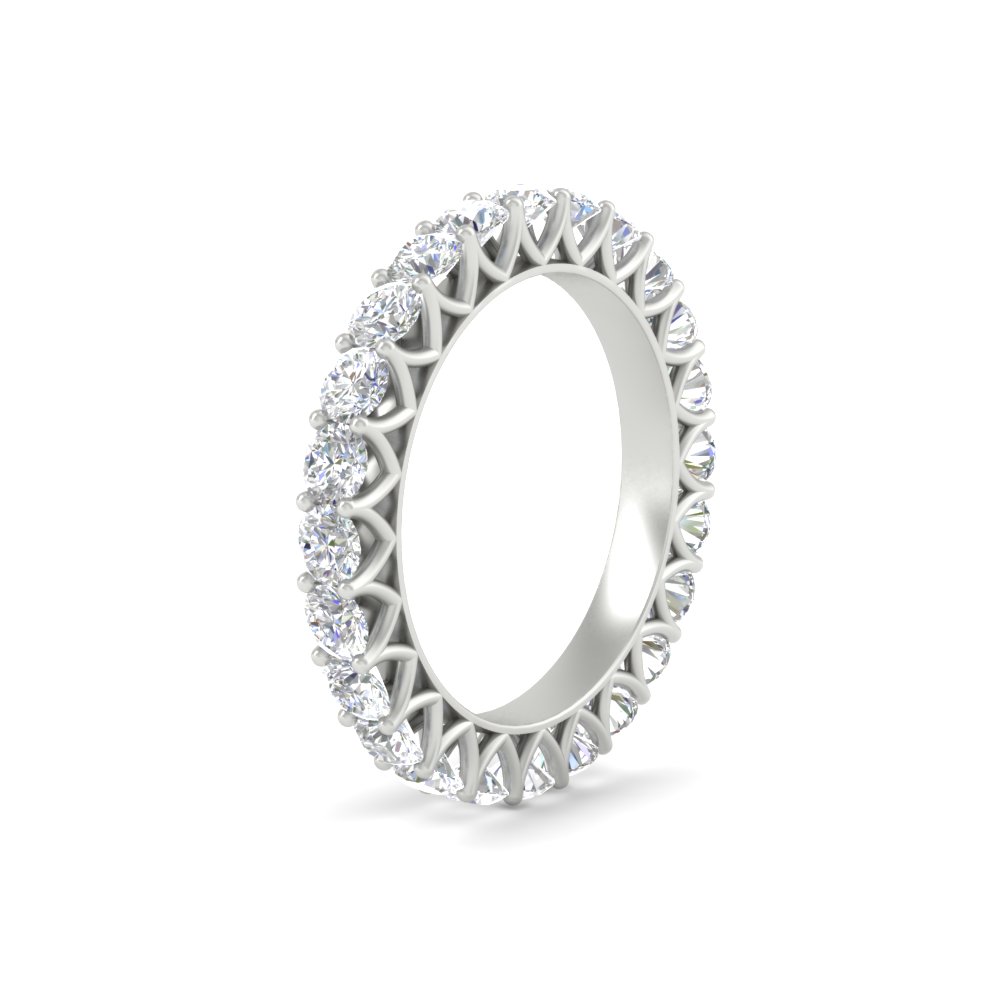 2 Carat Wedding Band Anniversary Round Ring with 14K White Gold White Diamond