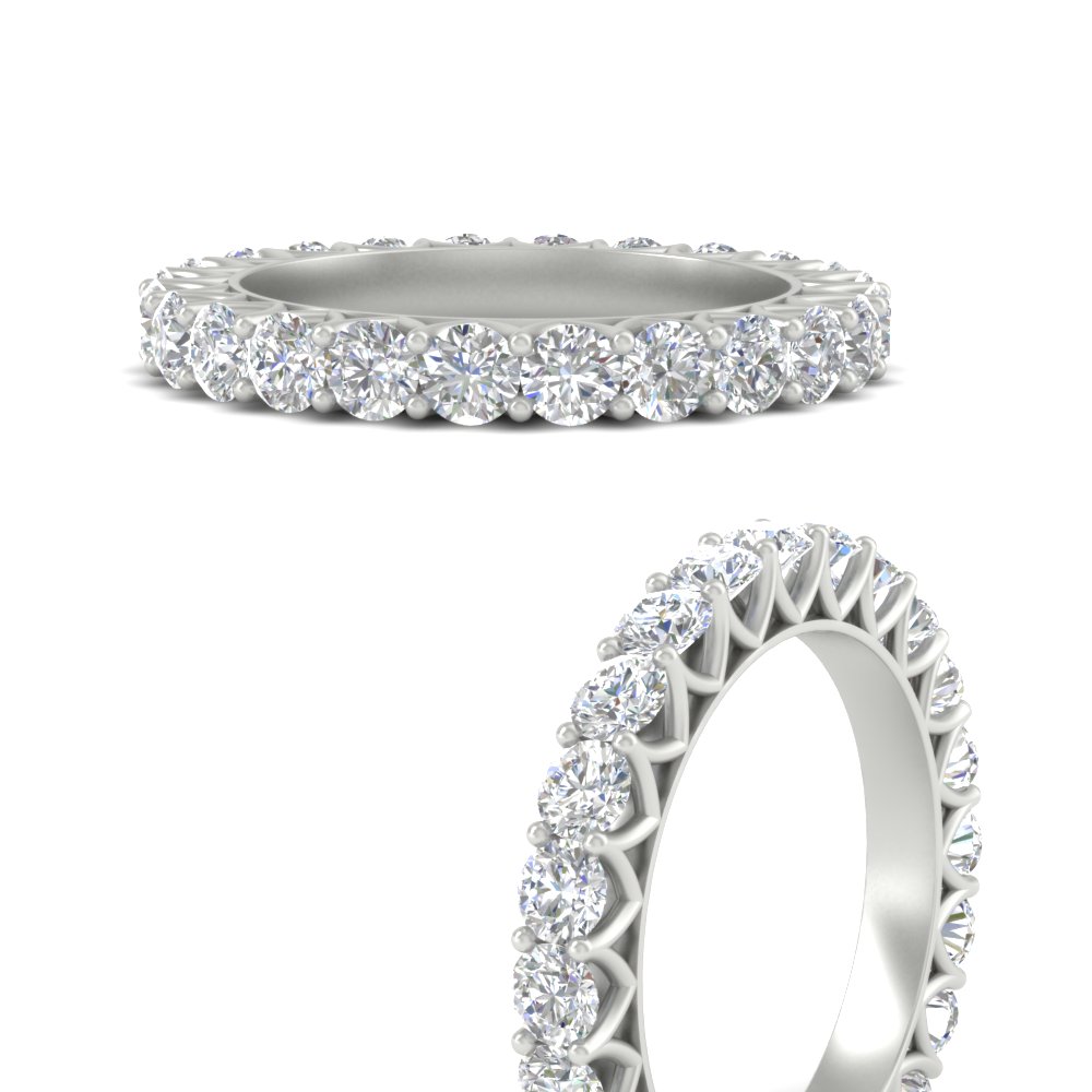 2 Carat Wedding Band Anniversary Round Ring with 14K White Gold White Diamond