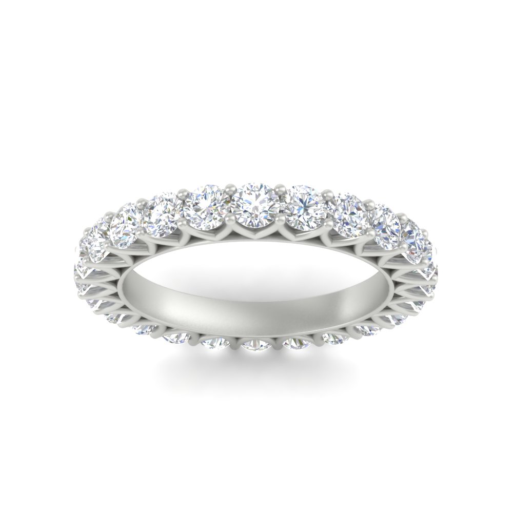 2 Carat Wedding Band Anniversary Round Ring with 14K White Gold White Diamond