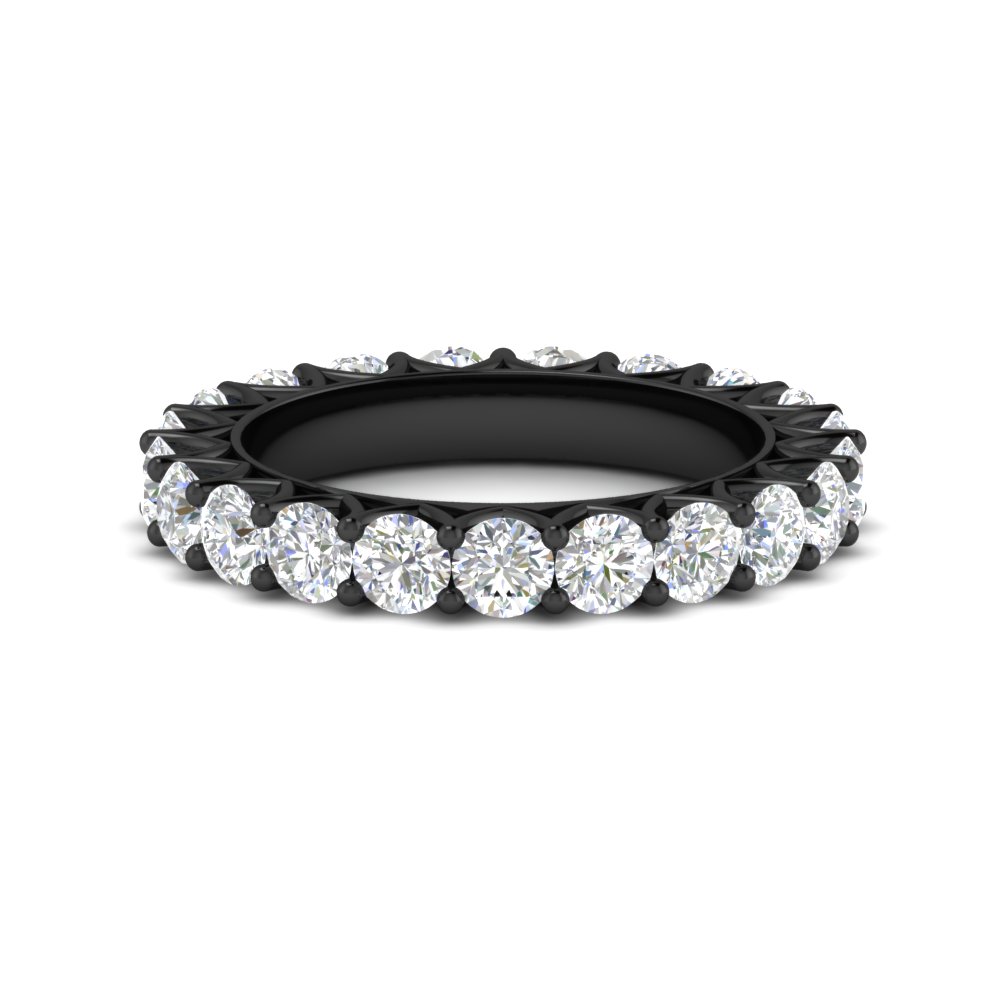 Classic 3 Ct. Round Cut Black Gold Band with 14K Black Gold White Diamond