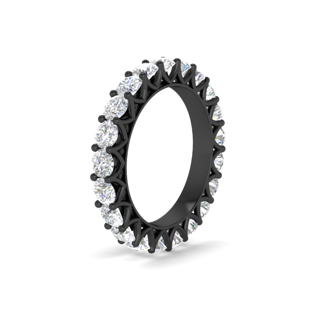 Classic 3 Ct. Round Cut Black Gold Band with 14K Black Gold White Diamond