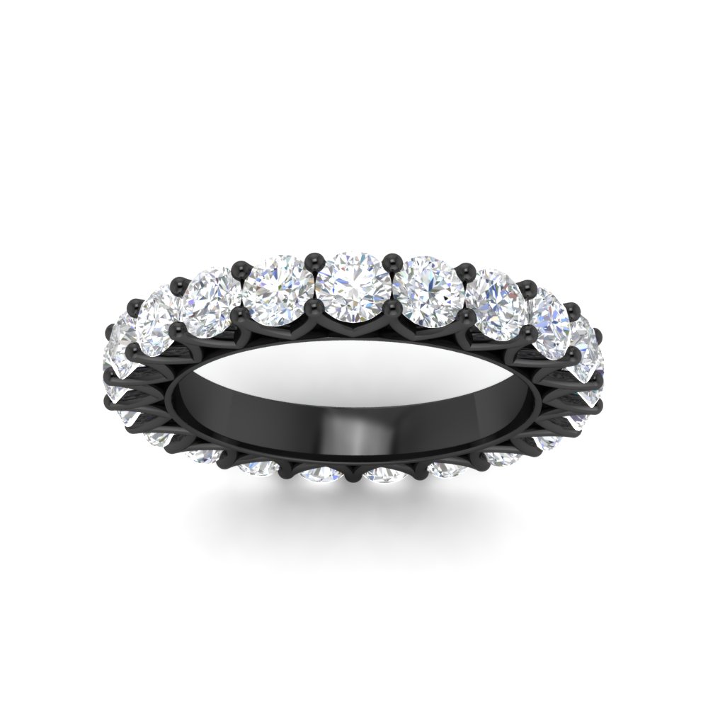 Classic 3 Ct. Round Cut Black Gold Band with 14K Black Gold White Diamond