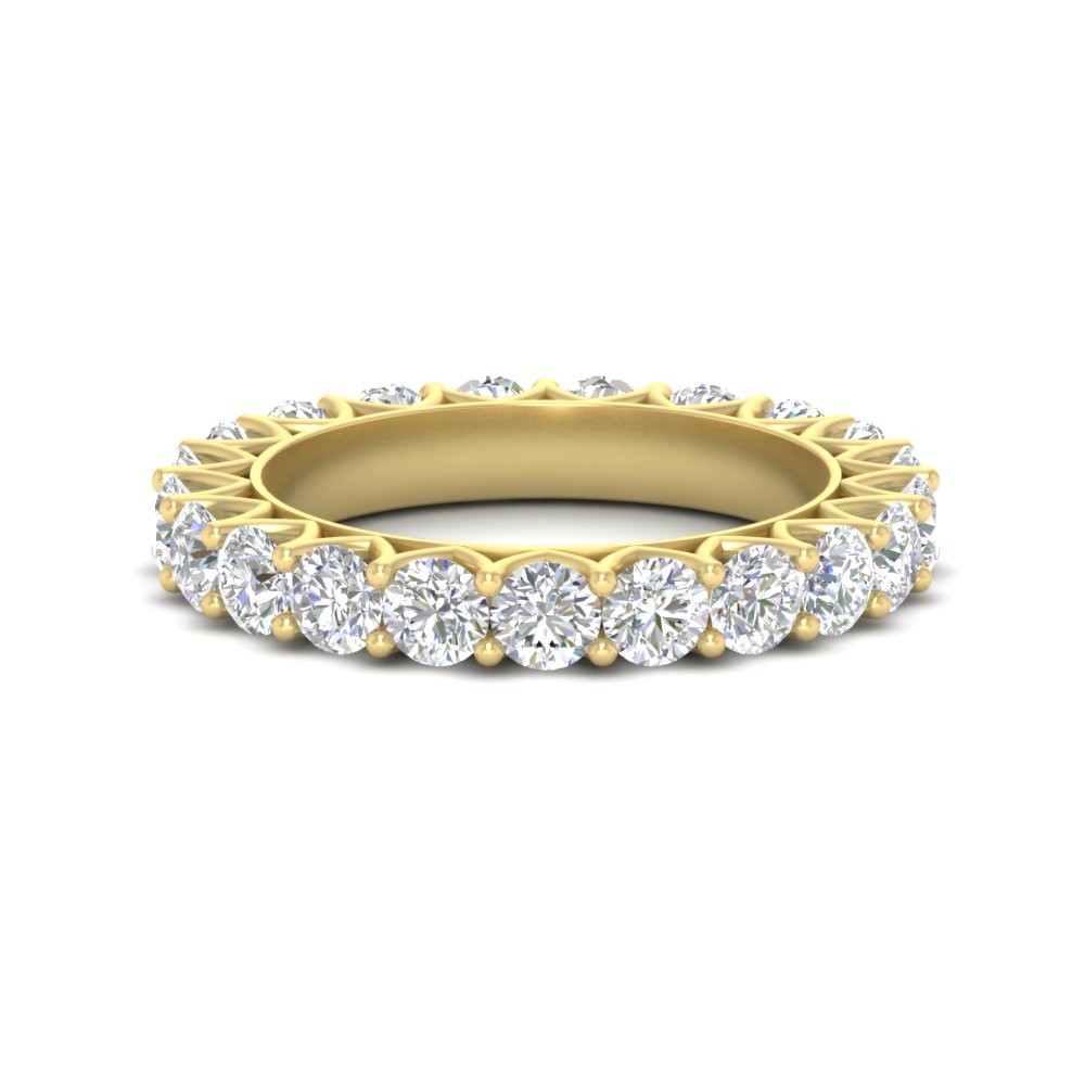 3 Ct. Round Diamond Classic Eternity Anniversary Band with 14K Yellow Gold White Diamond
