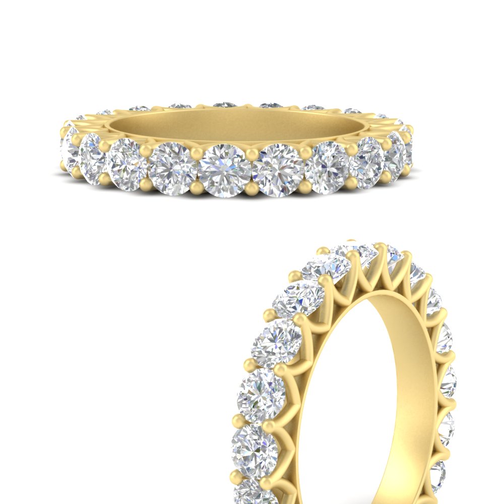 3 Ct. Round Diamond Classic Eternity Anniversary Band with 14K Yellow Gold White Diamond