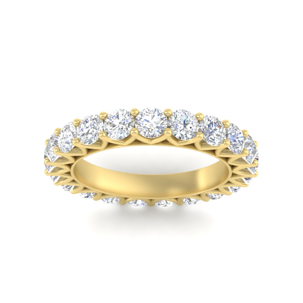 3 Ct. Round Diamond Classic Eternity Anniversary Band with 14K Yellow Gold White Diamond