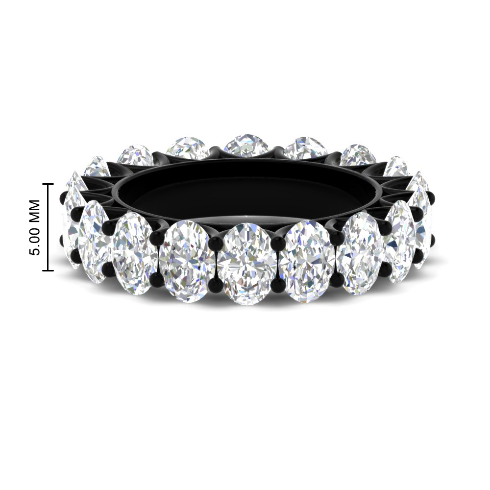 5 Carat Oval Diamond Black Anniversary Band with 14K Black Gold White Diamond