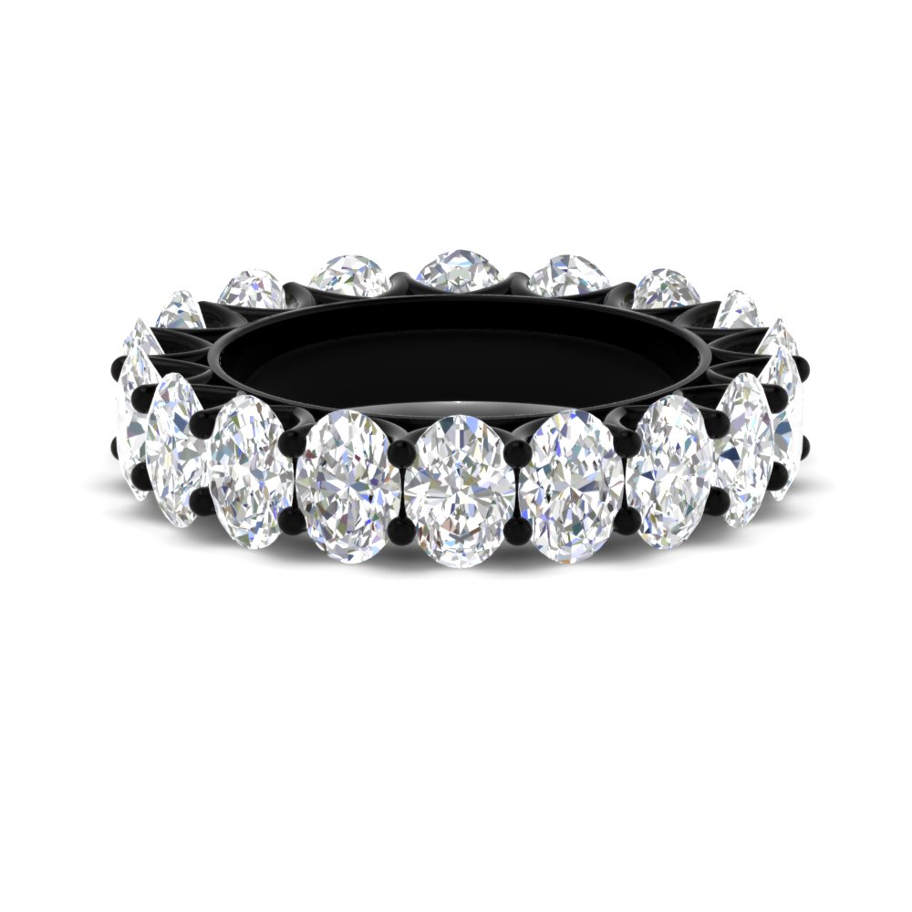 5 Carat Oval Diamond Black Anniversary Band with 14K Black Gold White Diamond