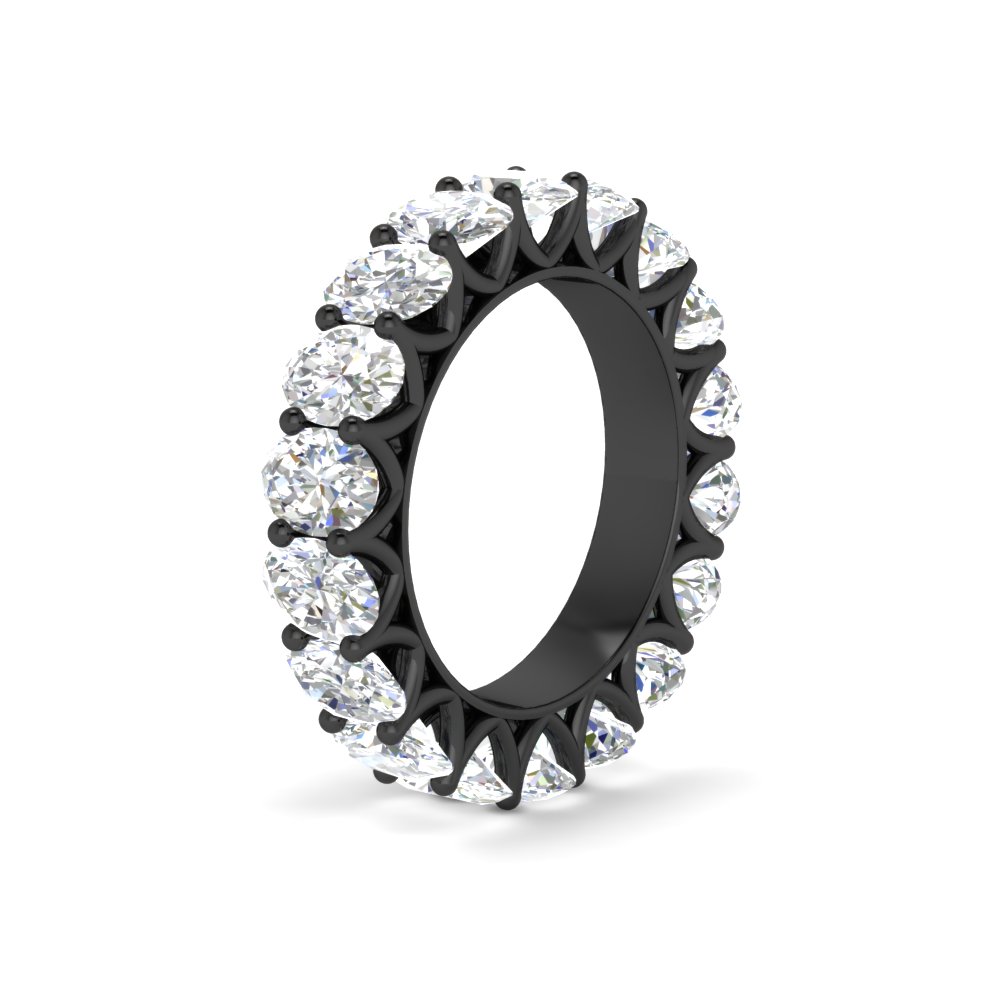 5 Carat Oval Diamond Black Anniversary Band with 14K Black Gold White Diamond