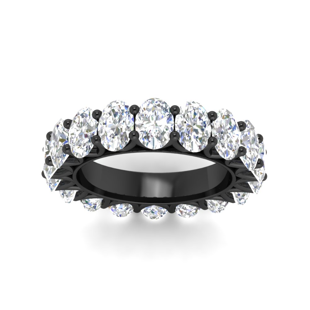 5 Carat Oval Diamond Black Anniversary Band with 14K Black Gold White Diamond