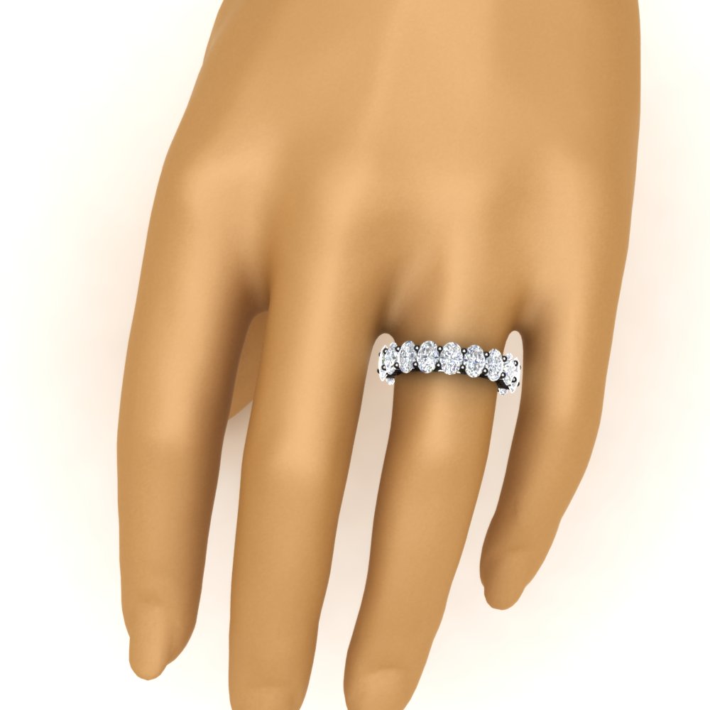 5 Carat Oval Diamond Black Anniversary Band with 14K Black Gold White Diamond