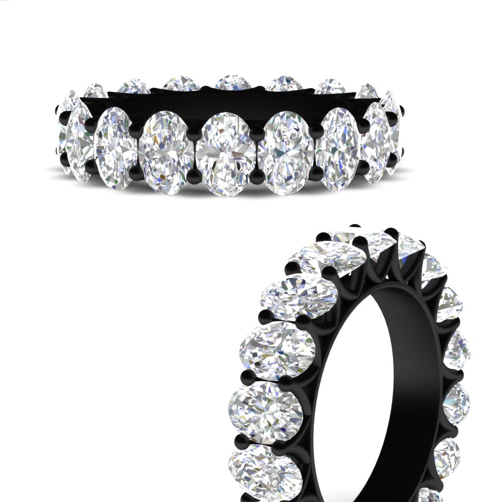 5 Carat Oval Diamond Black Anniversary Band with 14K Black Gold White Diamond