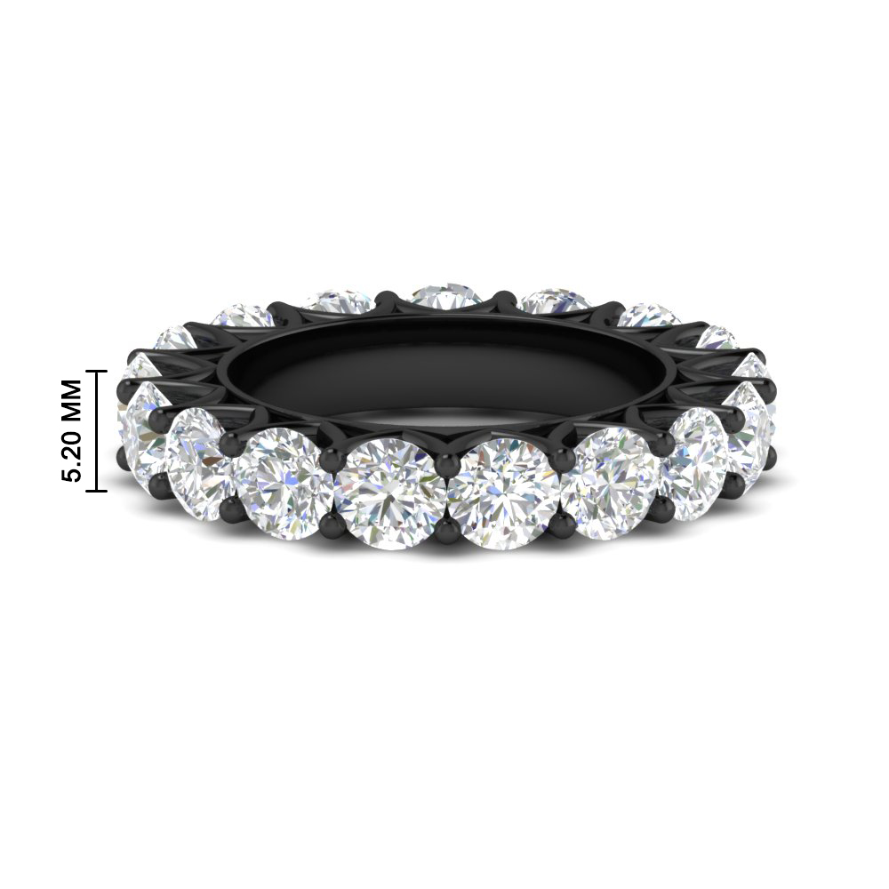 Round Diamond Eternity 5 Carat Black Wedding Band with 14K Black Gold White Diamond