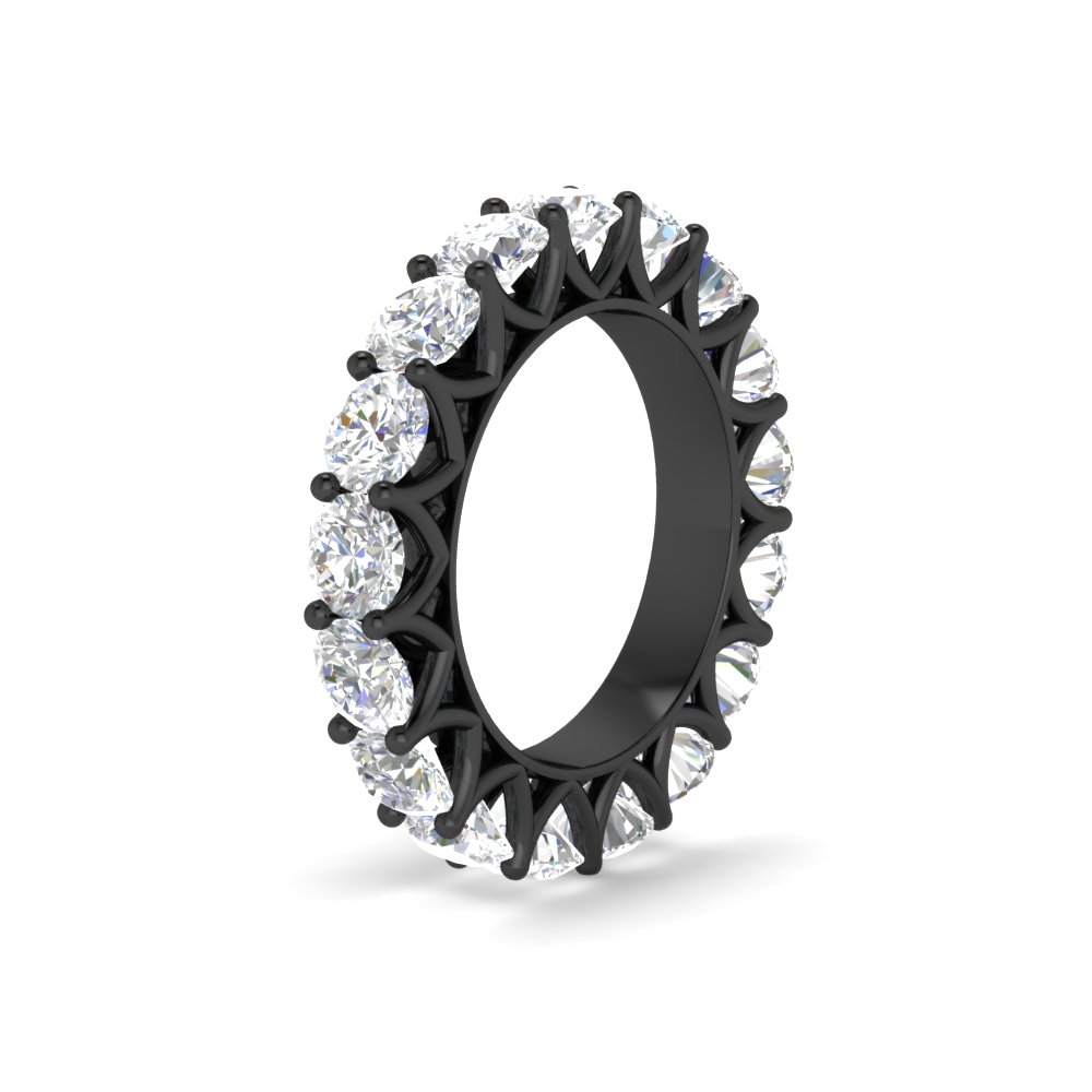 Round Diamond Eternity 5 Carat Black Wedding Band with 14K Black Gold White Diamond