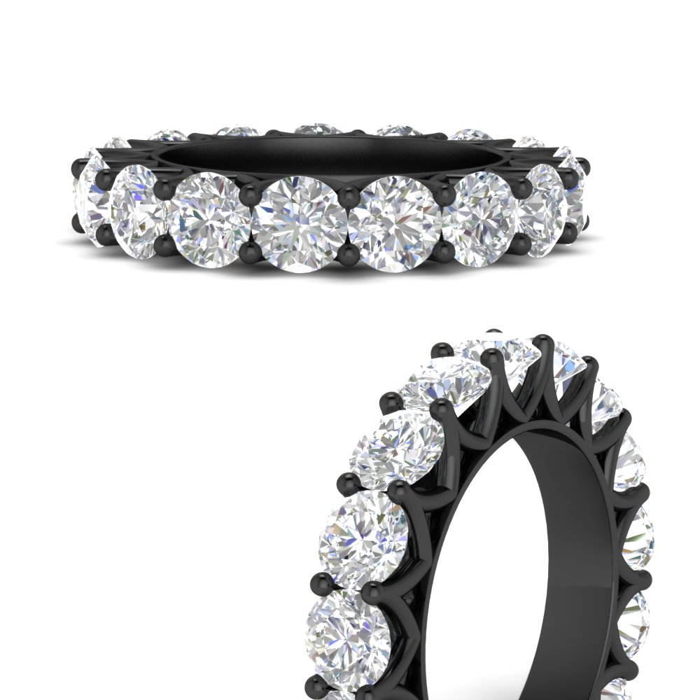 Round Diamond Eternity 5 Carat Black Wedding Band with 14K Black Gold White Diamond