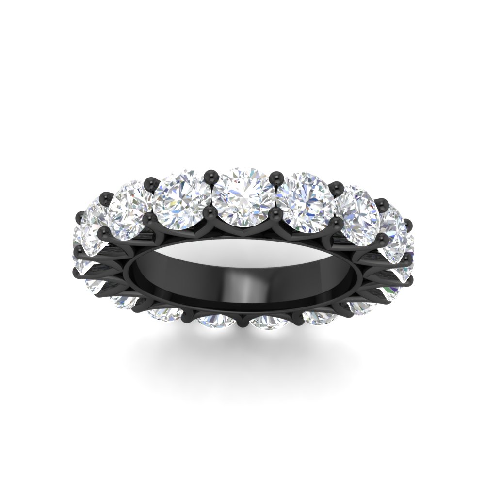 Round Diamond Eternity 5 Carat Black Wedding Band with 14K Black Gold White Diamond