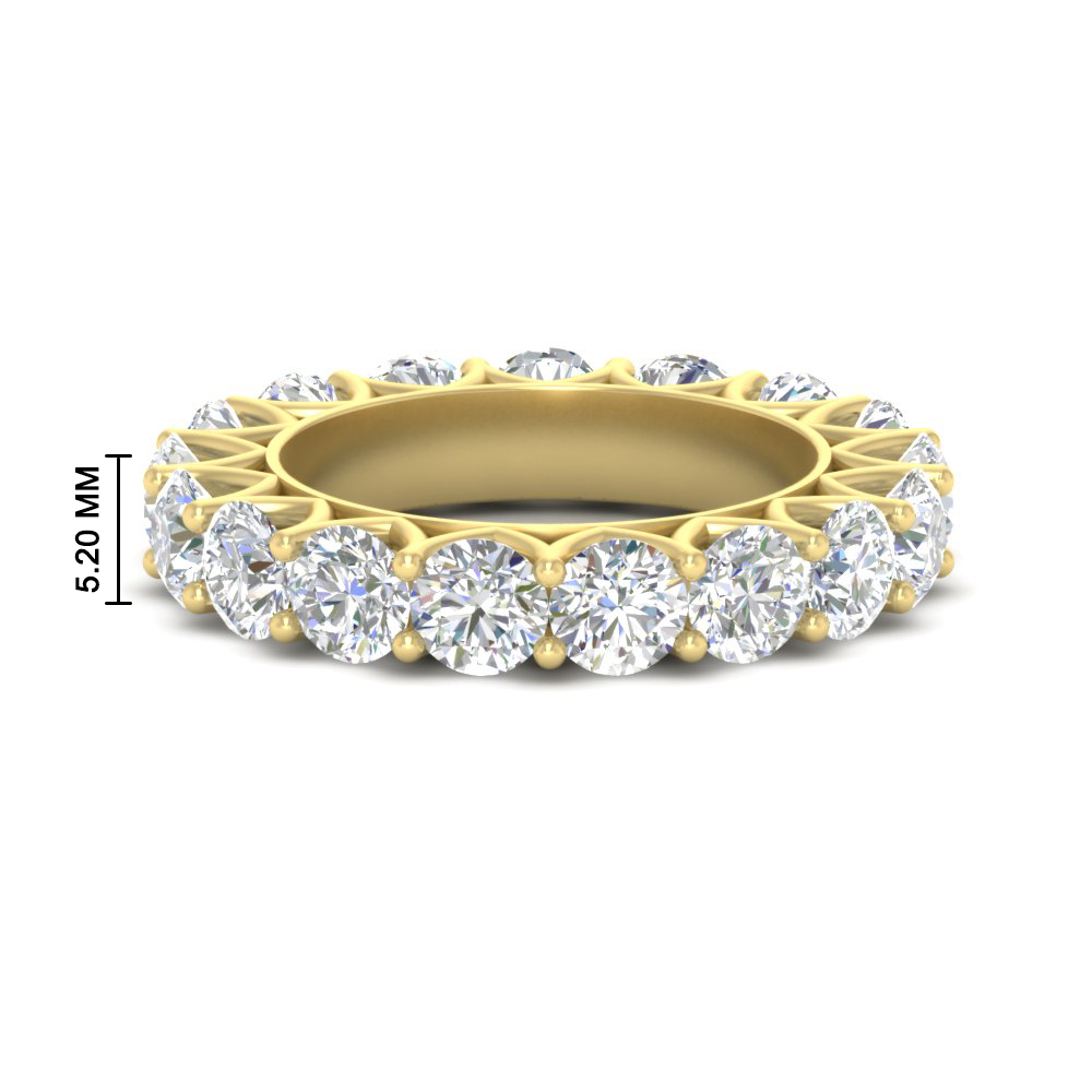 Round Diamond Eternity 5 Carat Wedding Band with 14K Yellow Gold White Diamond