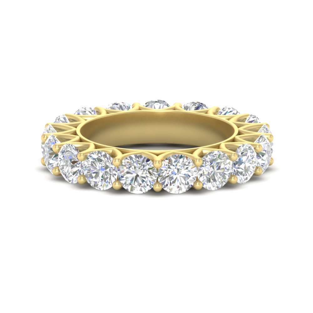 Round Diamond Eternity 5 Carat Wedding Band with 14K Yellow Gold White Diamond