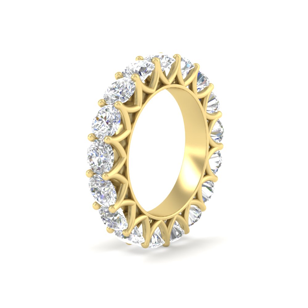 Round Diamond Eternity 5 Carat Wedding Band with 14K Yellow Gold White Diamond