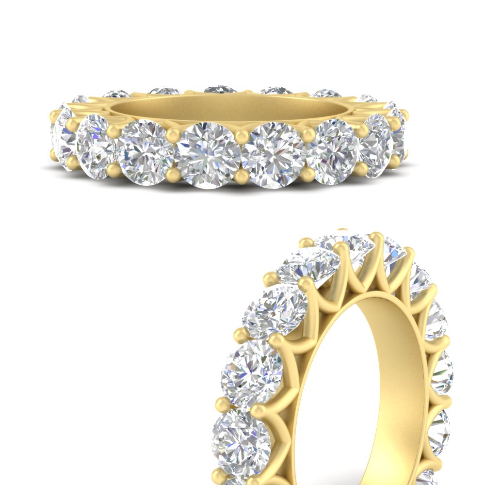 Round Diamond Eternity 5 Carat Wedding Band with 14K Yellow Gold White Diamond