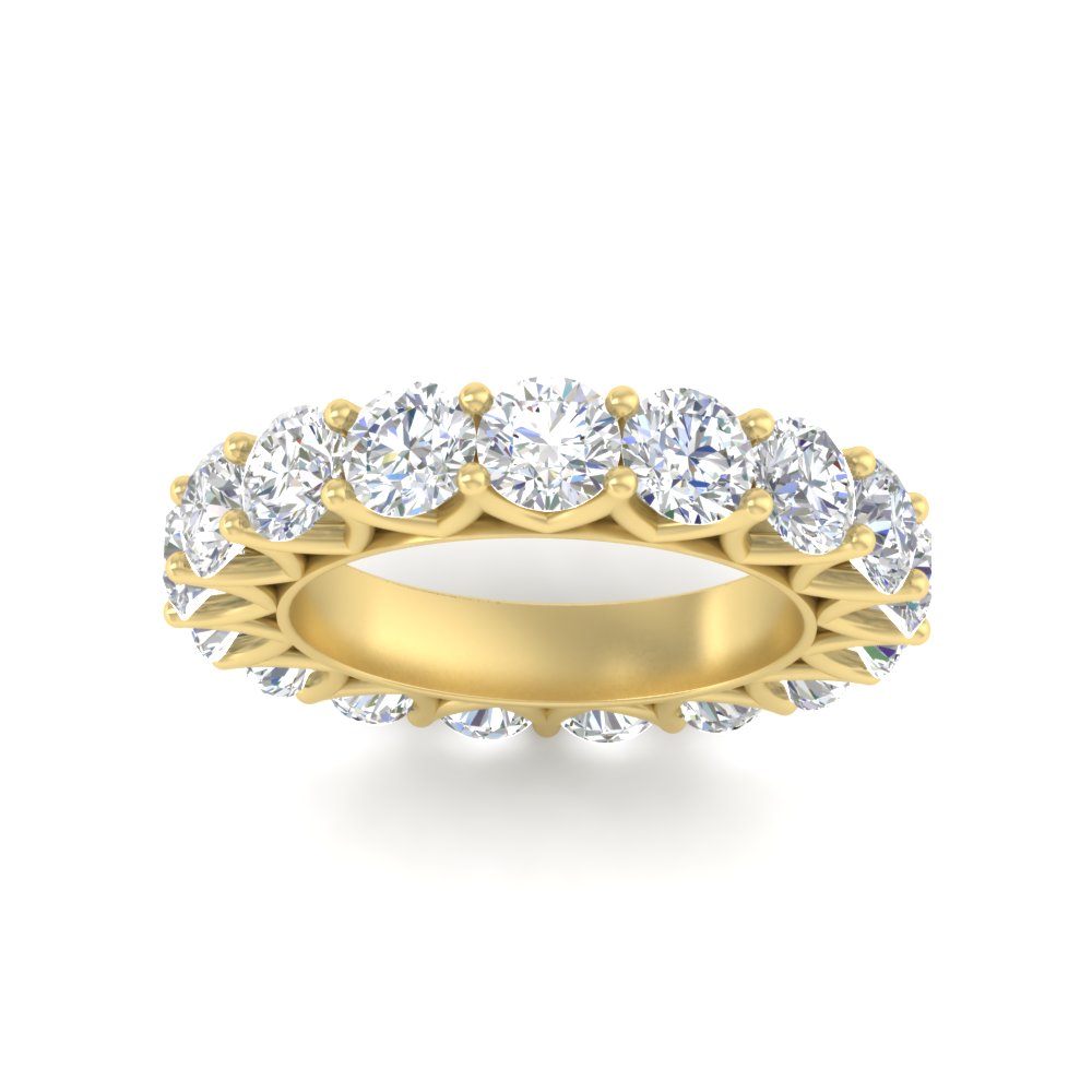 Round Diamond Eternity 5 Carat Wedding Band with 14K Yellow Gold White Diamond