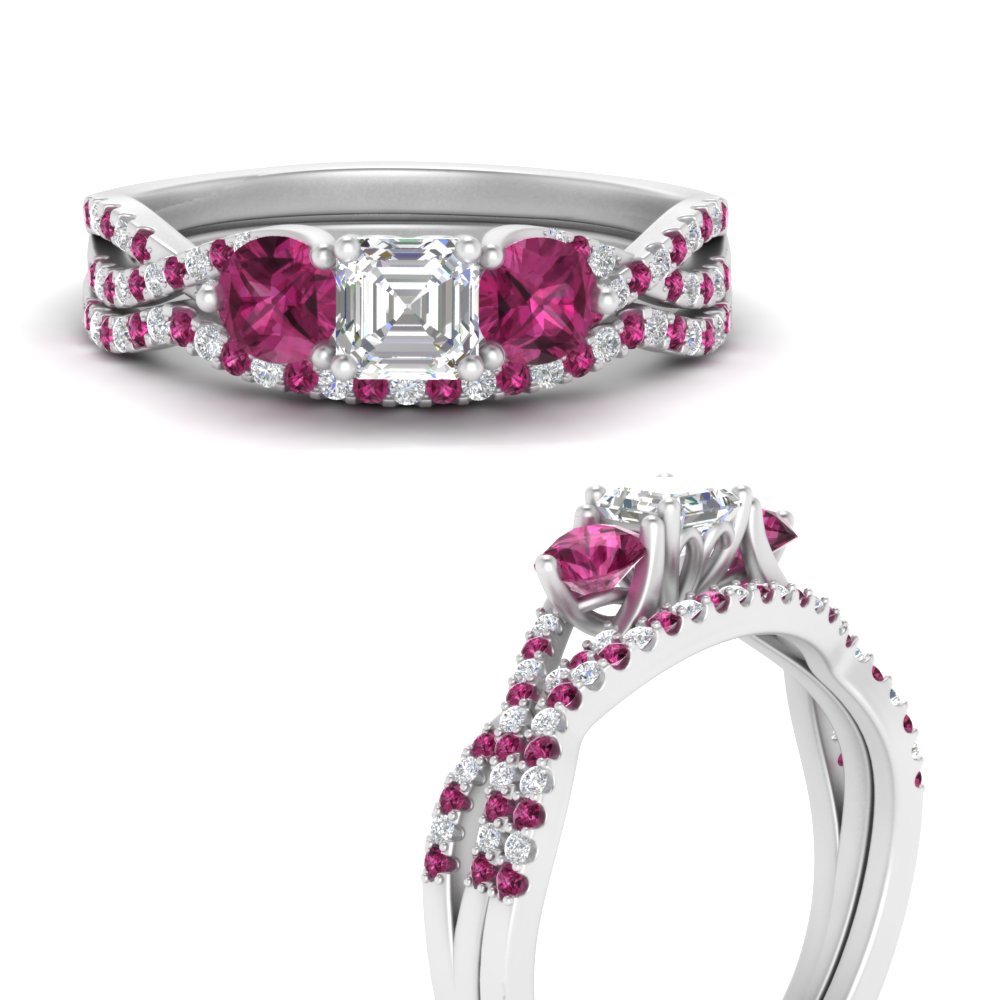 14K White Gold Pink Sapphire and Diamond Ring 1.11 Carats