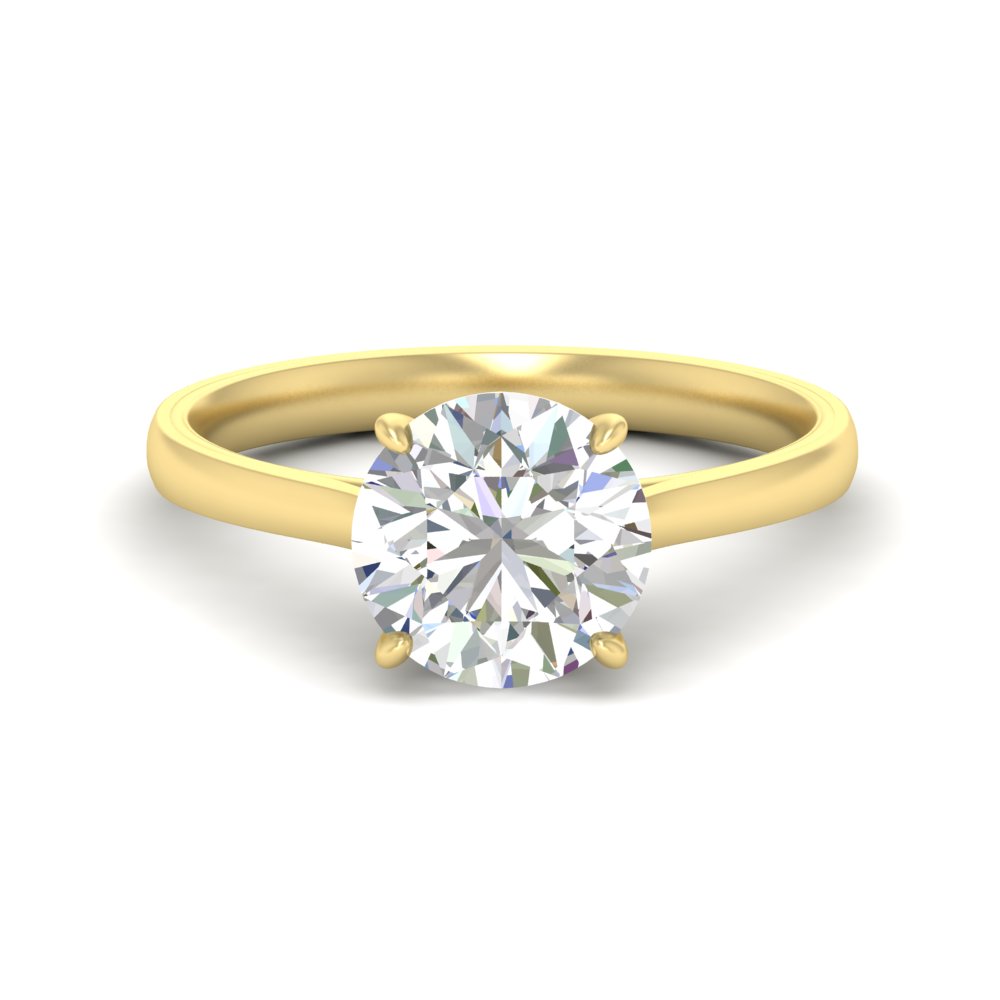 3 Carat Simple Solitaire Lab Diamond Ring with 14K Yellow Gold White Diamond
