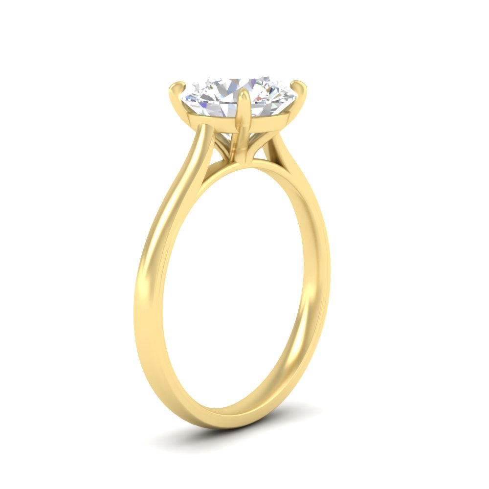 3 Carat Simple Solitaire Lab Diamond Ring with 14K Yellow Gold White Diamond