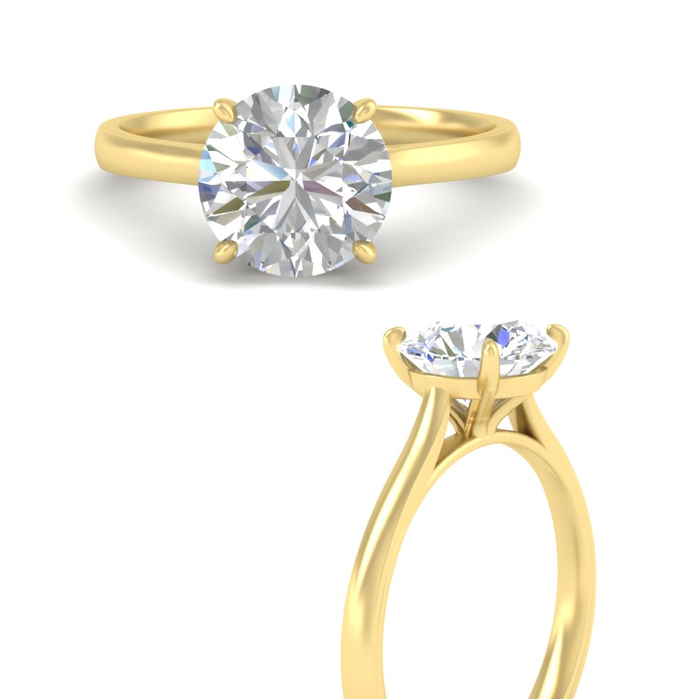 3 Carat Simple Solitaire Lab Diamond Ring with 14K Yellow Gold White Diamond