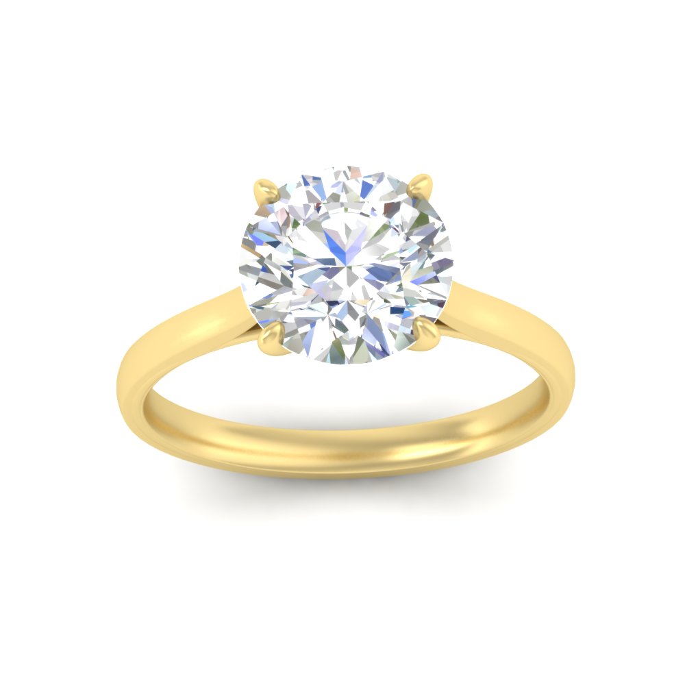 3 Carat Simple Solitaire Lab Diamond Ring with 14K Yellow Gold White Diamond