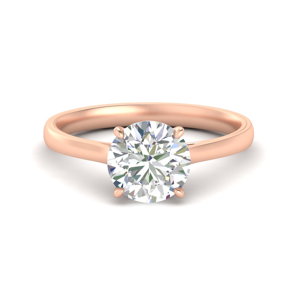 Classic 2 Carat Solitaire Lab Diamond Ring with 14K Rose Gold White Diamond