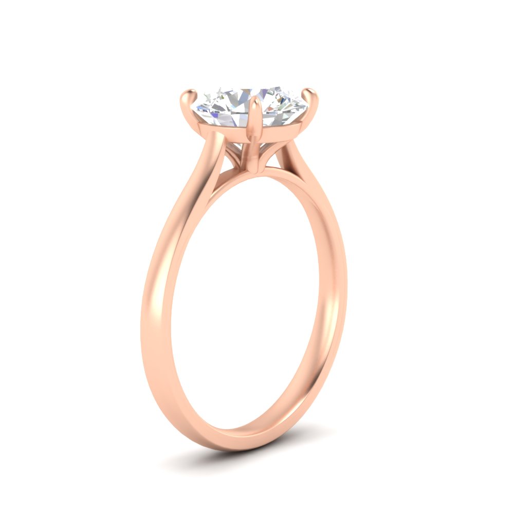 Classic 2 Carat Solitaire Lab Diamond Ring with 14K Rose Gold White Diamond