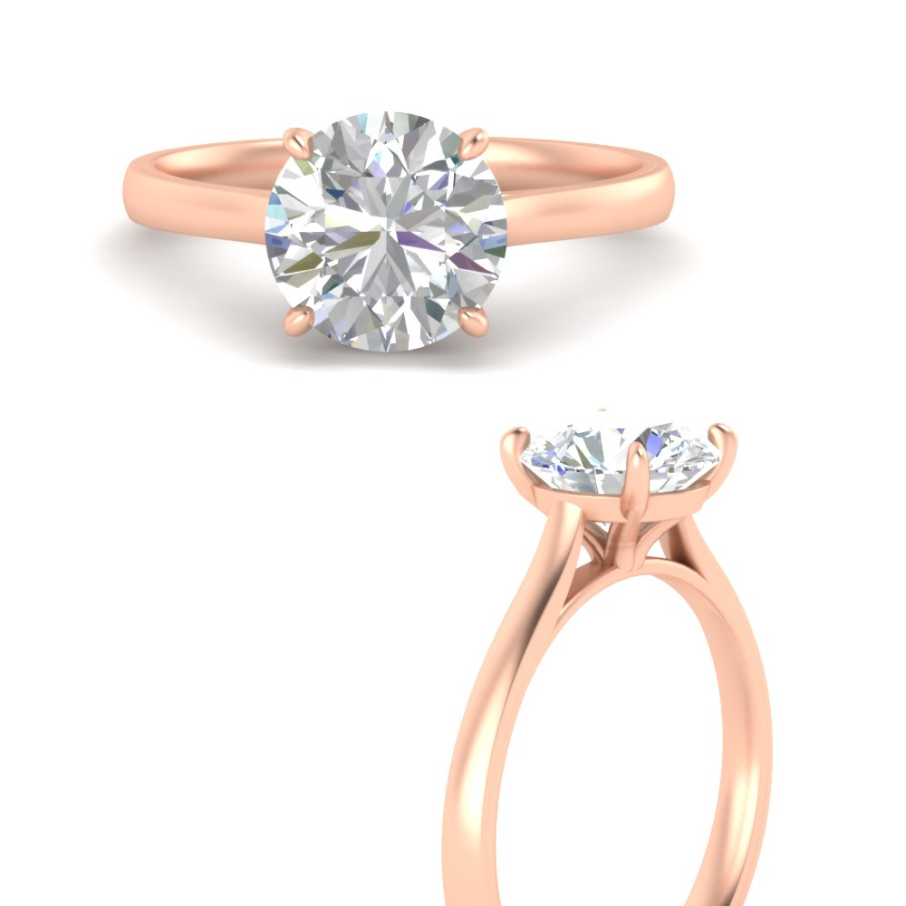 Classic 2 Carat Solitaire Lab Diamond Ring with 14K Rose Gold White Diamond