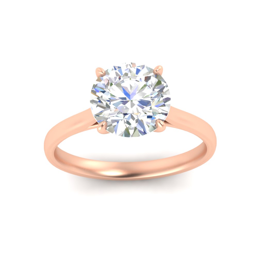 Classic 2 Carat Solitaire Lab Diamond Ring with 14K Rose Gold White Diamond