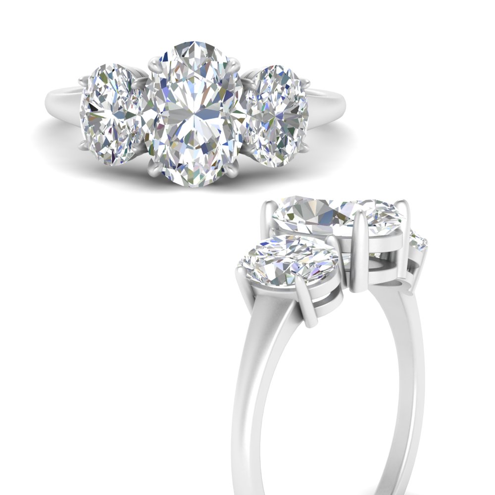 3 carat oval 3 stone diamond engagement ring in white gold FD10416OVRANGLE3 NL WG