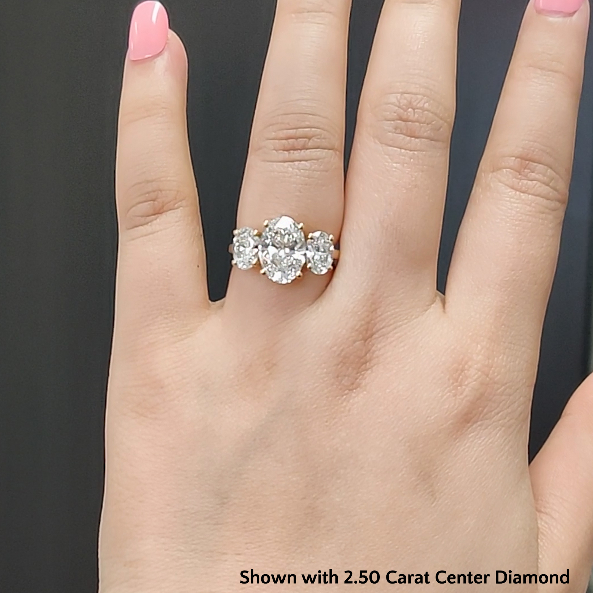 Three Stone Oval Halo Engagement Rings