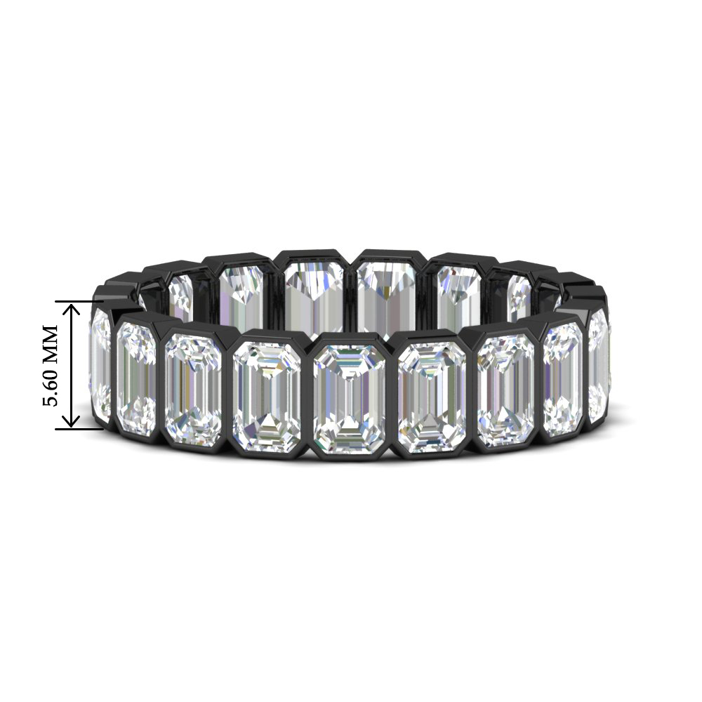 4 Carat Bezel Emerald Cut Eternity Black Band with 14K Black Gold White Diamond