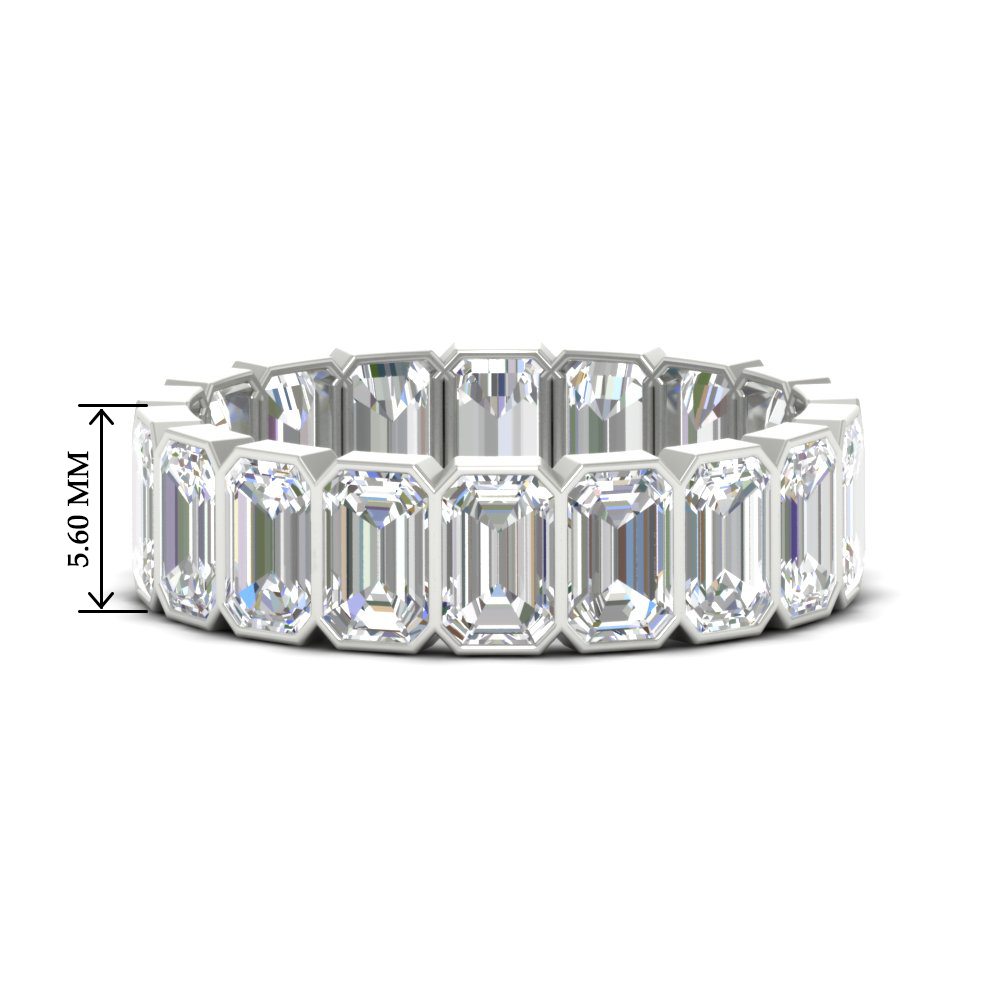 Bezel Emerald Cut 5 Carat Diamond Eternity Band with 14K White Gold White Diamond